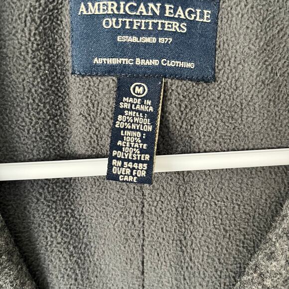 American Eagle Women's Gray Wool Blend Hooded Long Full Zip Up Coat | Size M - Picture 5 of 8
